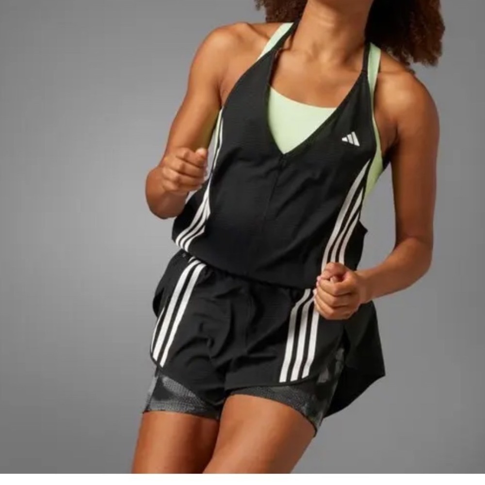 Adidas Womens Own the Run AOP Running Suit Black IK5010 Size L New - Picture 3 of 15